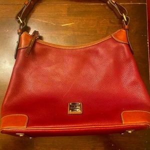 Authentic Dooney & Bourke Red Pebble Leather Hobo Purse